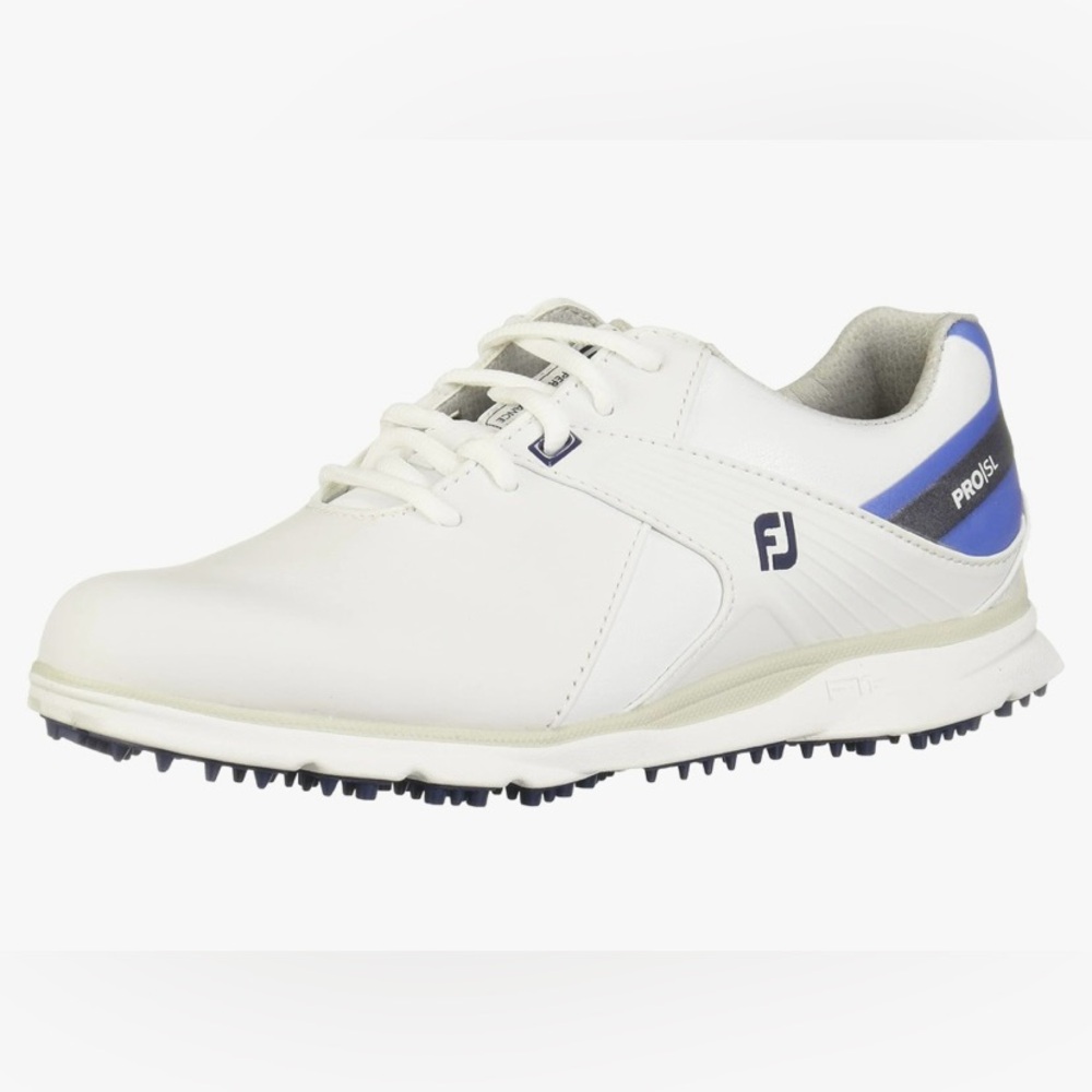 White and Blue Golf Shoes